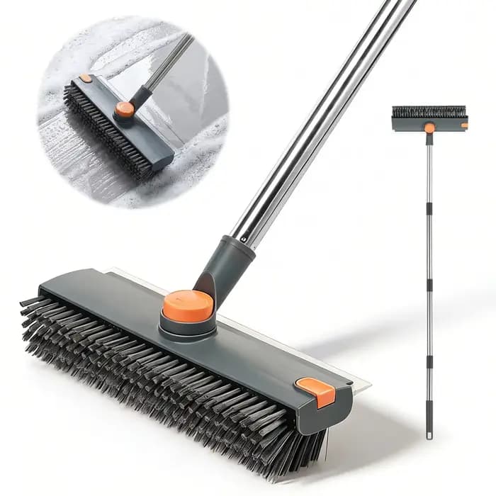 Brosse de nettoyage 3-en-1 avec long manche pour baignoire et interstices de sol