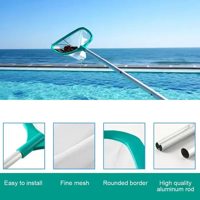 Épuisette à feuilles pour piscine avec manche en alliage d'aluminium pour le nettoyage des feuilles et des débris