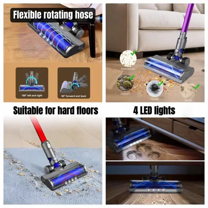 Brosse de sol à entraînement direct pour les modèles Dyson V6 DC58 DC59 DC61 DC62 DC72 DC74. Pièce de rechange pour aspirateur avec éclairage LED pour le nettoyage