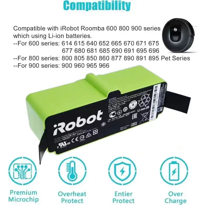 Original pour iRobot Roomba 14.4V 12800mAh batterie