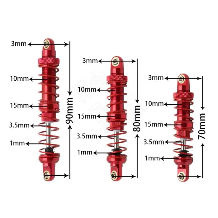 Amortisseur d'huile en métal 70mm 80mm 90mm 100mm 110mm 120mm, pour voiture sur chenilles 1/10 RC Axial SCX10 AXI03007 RBX10 D90 TRX4