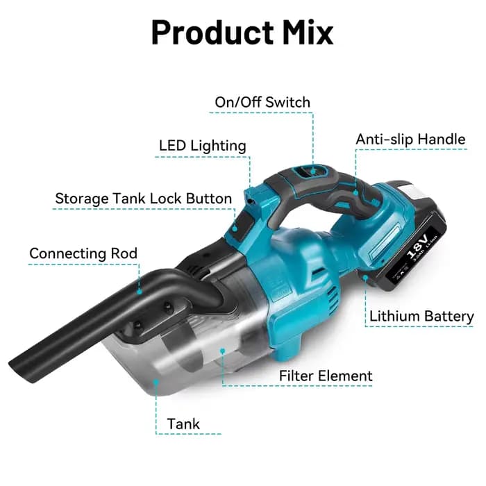 Makita – aspirateur électrique portatif sans fil
