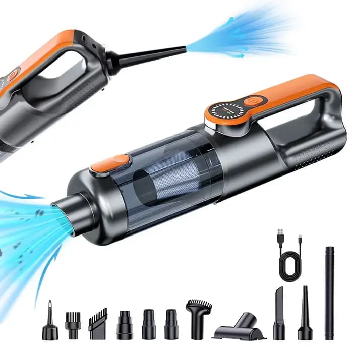 Aspirateur de voiture portable 12V, forte aspiration, double usage sec et humide, aspirateur à main pour l'intérieur de la voiture et le nettoyage domestique