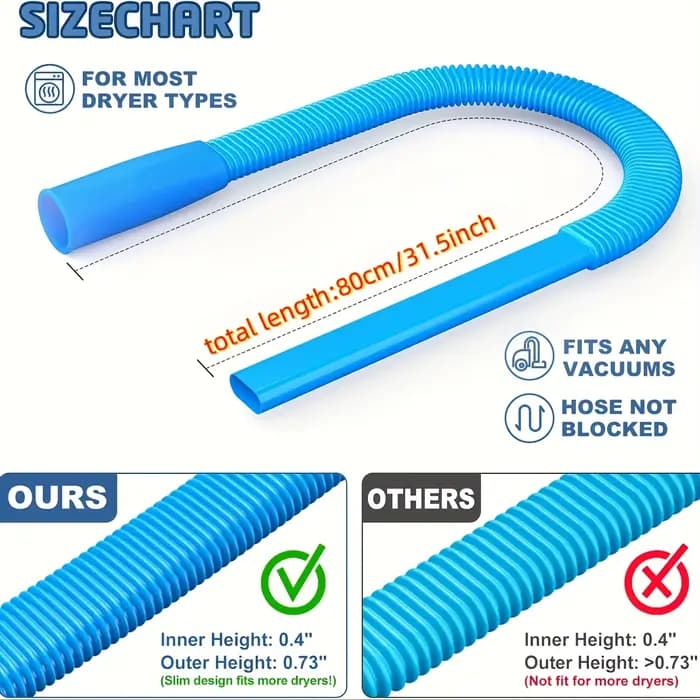 1 pièce d'accessoire de nettoyage pour tuyau d'échappement de sèche-linge bleu