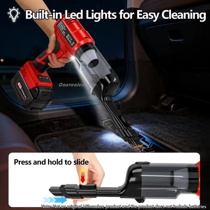 Aspirateur sans fil pour Milwaukee M18 Batterie 18V Aspirateur à main électrique 240W avec aspiration puissante 105AW pour tapis de sol Tables de voiture 5 filtres HEPA remplaçables Trois niveaux régl