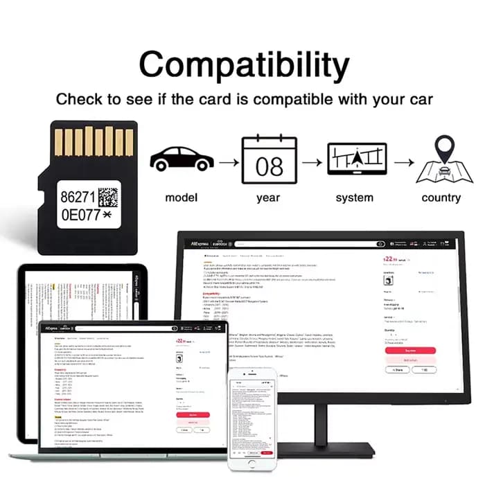 Dernière mise à jour OEM 86271-0E077 accessoires pour Toyota Prius 4runner 2025 carte SD de Navigation