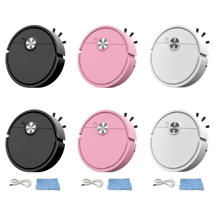 Mini aspirateur robot 3 en 1, machine de nettoyage intelligente légère, évitement automatique des obstacles pour poils d'animaux, sols durs et tapis