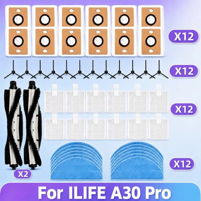 Compatible pour (ILIFE A30 Pro) pièces d'aspirateur rouleau principal brosses latérales filtre HEPA vadrouille tissu sac à poussière accessoires