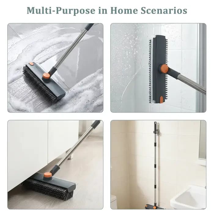 Brosse de nettoyage 3-en-1 avec long manche pour baignoire et interstices de sol