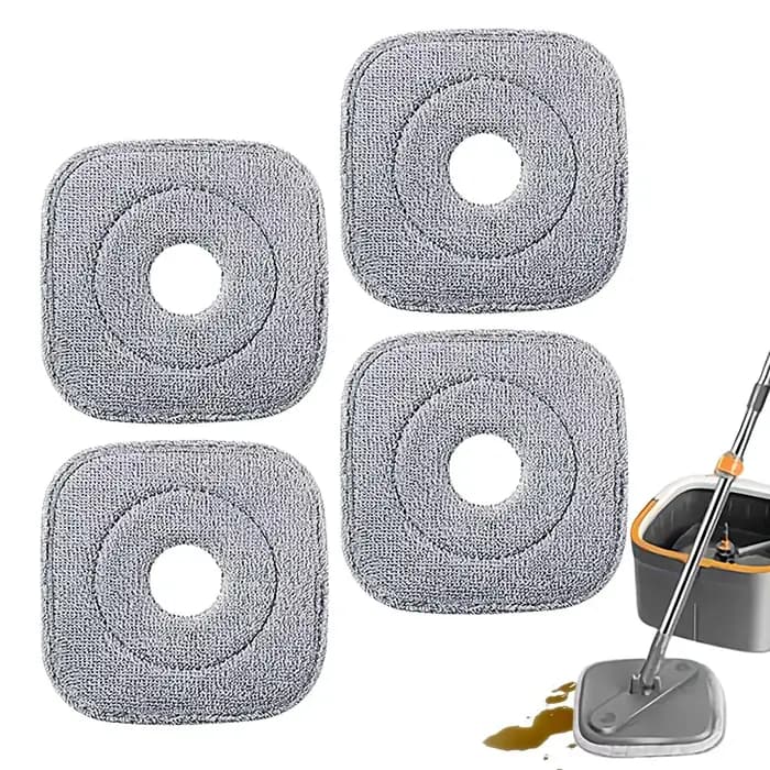 Tête de vadrouille 4 pièces recharges en microfibre brosse carrée tampon à récurer pour nettoyage en profondeur humide et sec soins des sols en bois dur cuisine salle de bain