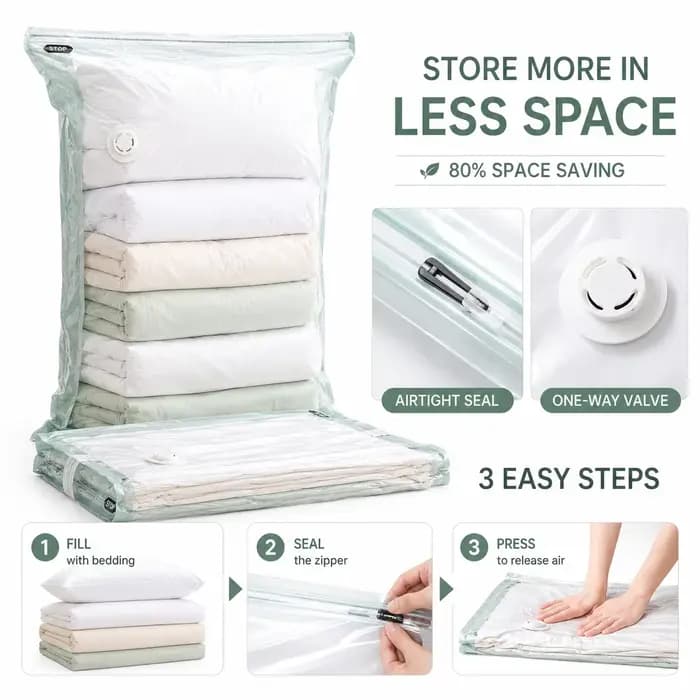 Sacs de rangement sous vide sans pompe
