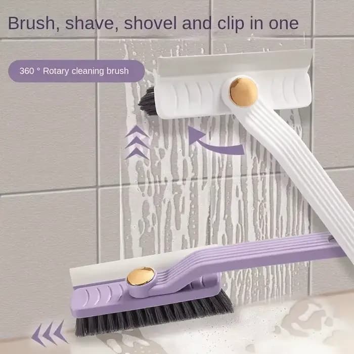 Brosse de nettoyage de carrelage polyvalente 3 en 1 360 ° Épurateur rotatif à poils durs pour sols