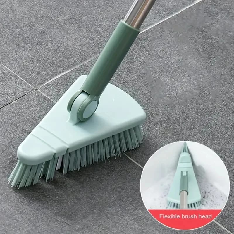 Une brosse de sol triangulaire à poils durs à long manche, brosse de nettoyage des espaces des carre