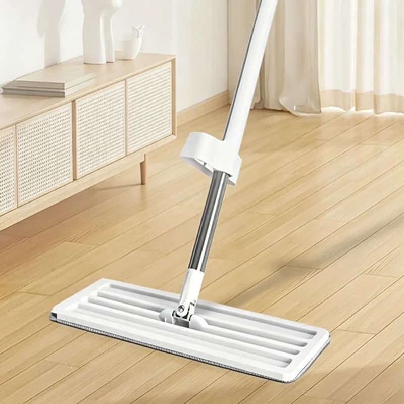 Serpillère plate à essorage mains libres, avec tampons en microfibre, pour nettoyage humide ou sec, 