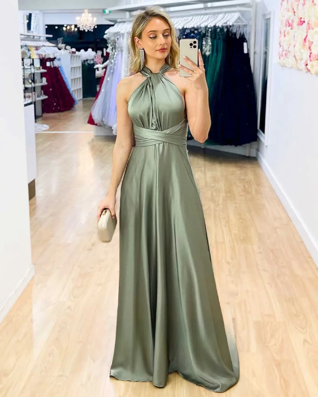 Robe de bal longue en Satin, élégante, col multiple, froncée, Corset, plissée, sans manches, dos nu,
