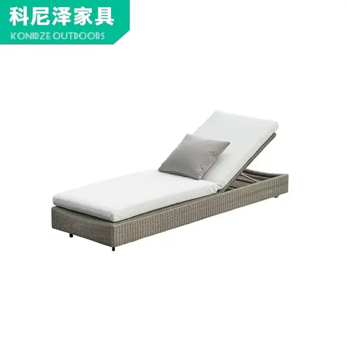 Chaise pliante réglable en rotin, Support lombaire à dossier haut, lit de plage, Chaise pliante d'ex