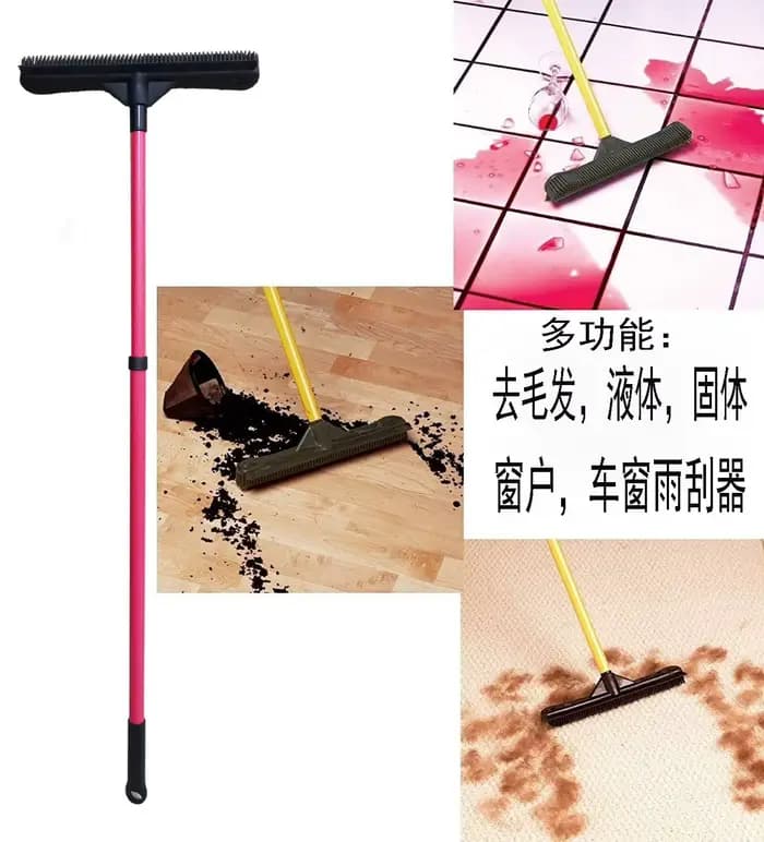 Brosse à poils d'animaux multifonctionnelle pour tapis, avec long manche en plastique, pour la maiso