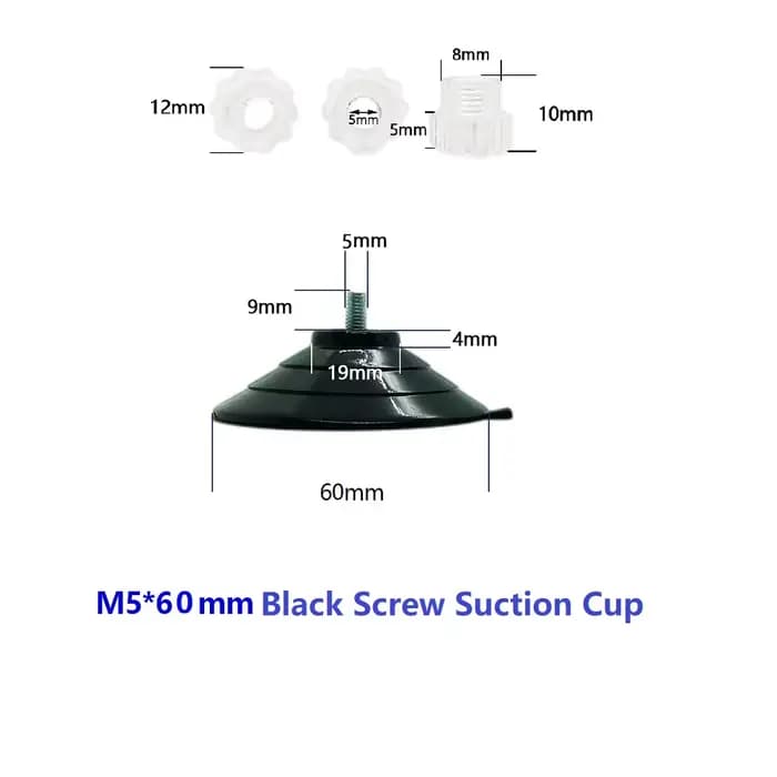 Ventouses sous vide noires de 60mm, ventouse à vis avec ventouse à vis, 10 pièces