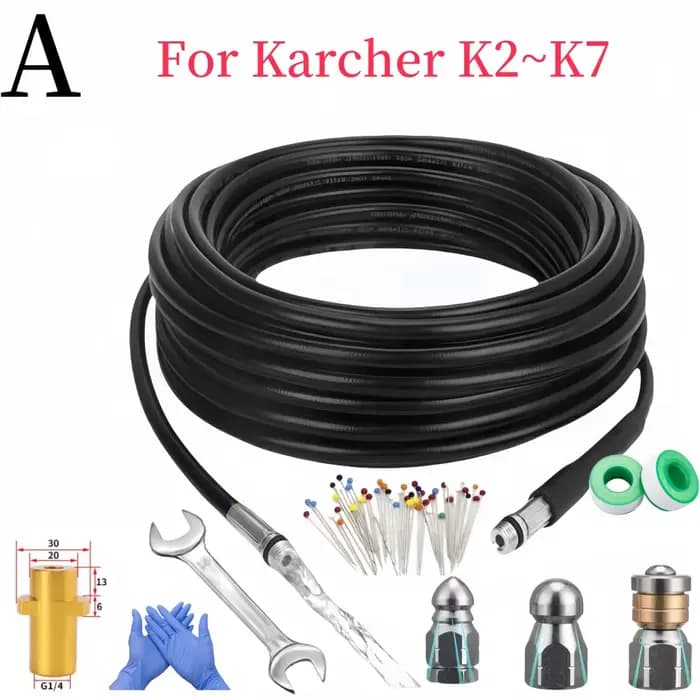 2 - 40m Nettoyeur haute pression tuyau d'égout nettoyage de drain tuyau Kit nettoyeur de tuyau karch