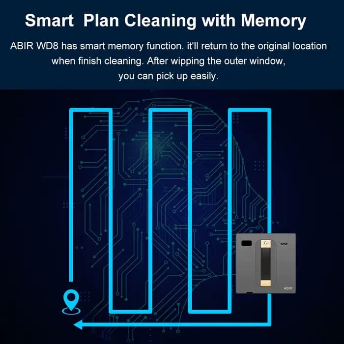 (code promo: HOT888)Robot nettoyeur de vitres ABIR WD8, double pulvérisation d'eau, mémoire intellig