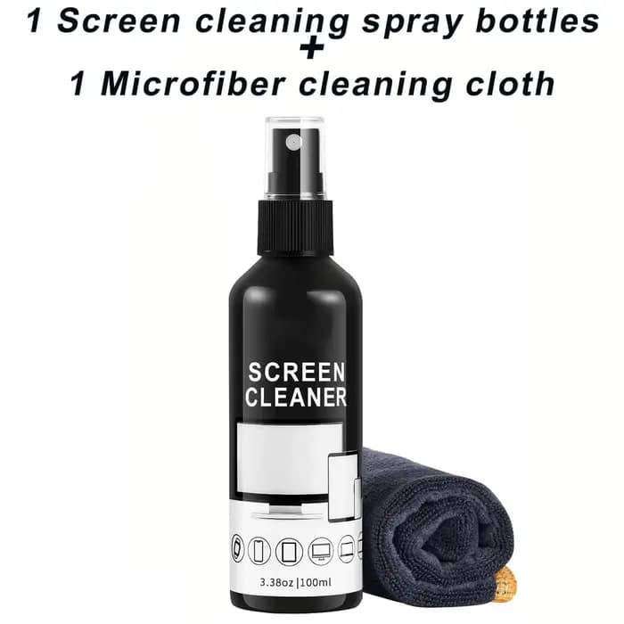 Kit de pulvérisation de nettoyant pour écran, Spray nettoyant pour lunettes et chiffon de nettoyage