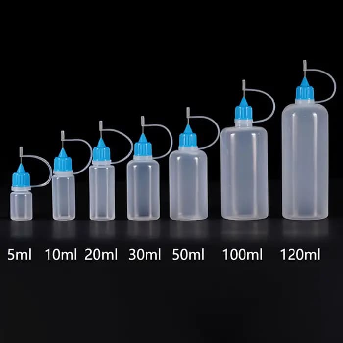 Bouteille applicateur à pointe compressible en plastique PE, compte-gouttes rechargeable avec boucho