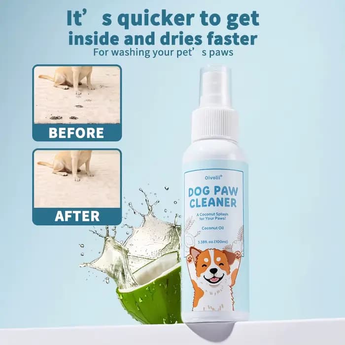 Nettoyant Moussant pour Pattes d'Animaux 100ml Sans Eau Sans Rinçage Chiens Chats Brosse en Silicone