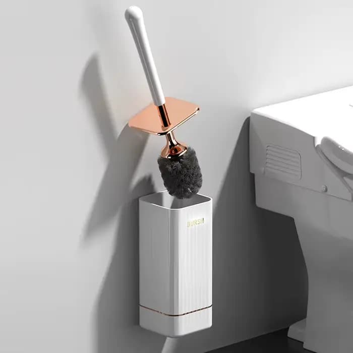 Brosse de toilette en silicone à poils souples TPR, étanche, sans angle mort, à fixation murale, ave