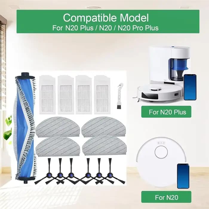 TCF-pour Ecovacs Deebot N20 Plus, N20, N20 Pro Plus Robot aspirateur brosse latérale principale filt