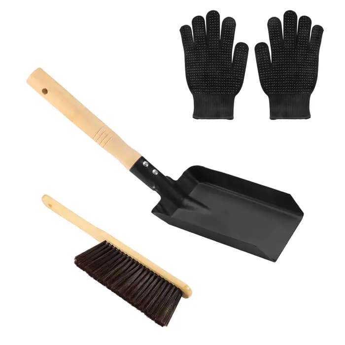 Pelle à cendres de cheminée, pelle à poussière en métal, outil de nettoyage de cheminée pour cheminé