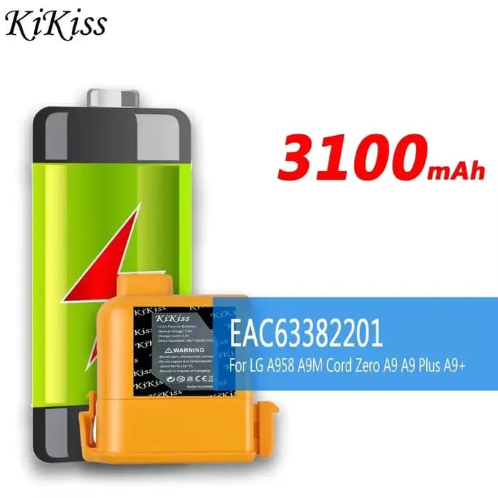 Batterie d'aspirateur sans fil EAC63382201 3100mAh pour LG Cord Zero A9 Plus A958 A9M A9PETNBED2X A9