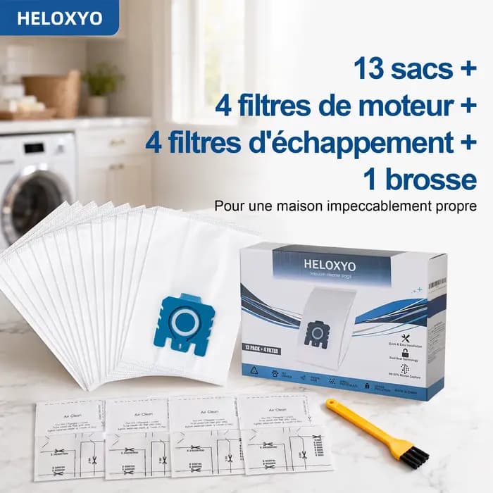 Sacs d'aspirateur Pure GN compatibles avec les sacs d'aspirateur Miele 3D GN Classic C1 Complete C2