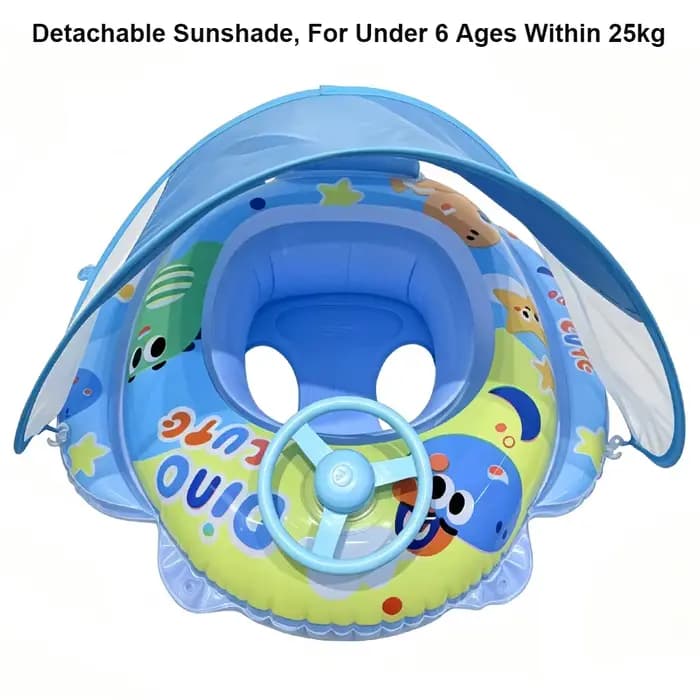 1 pièce Flotteur de piscine gonflable avec siège et auvent pare-soleil amovible, poignées ergonomiqu