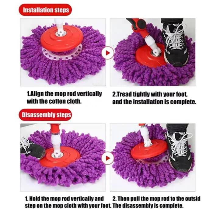VELIF-Spin Mop pièces de rechange sol 360 degrés rotatif nettoyage vadrouille ensemble d'outils de n