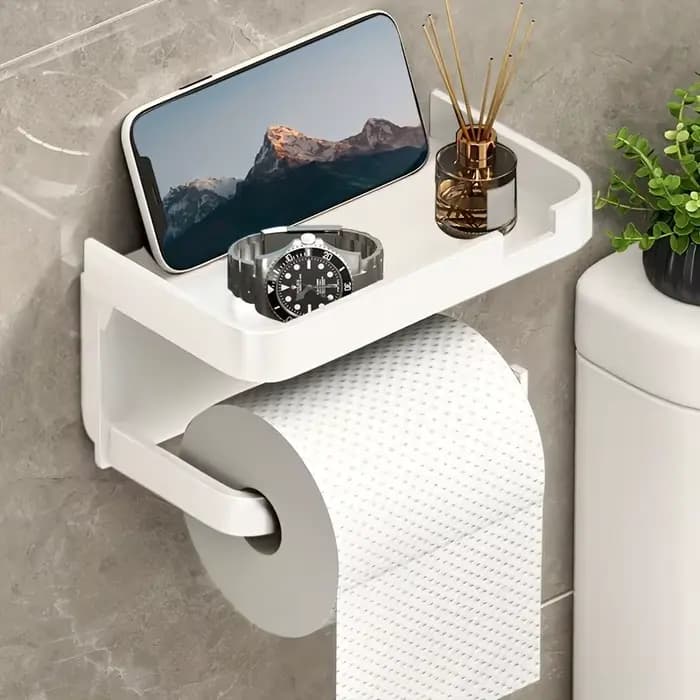 Porte-papier hygiénique 1 pièce, support de rangement mural perforé peu encombrant avec support de g