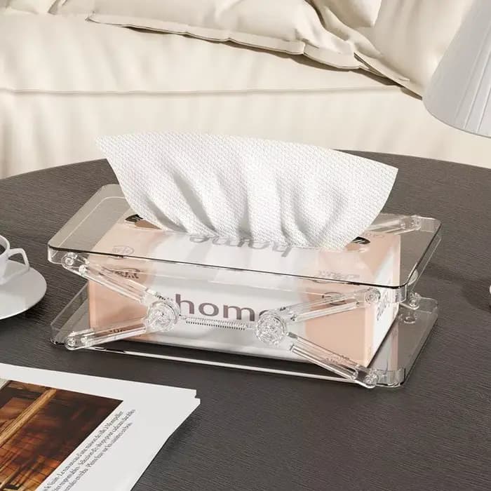 Accessoire domestique pratique : boîte à mouchoirs haute et à ressort pour un usage sur bureau