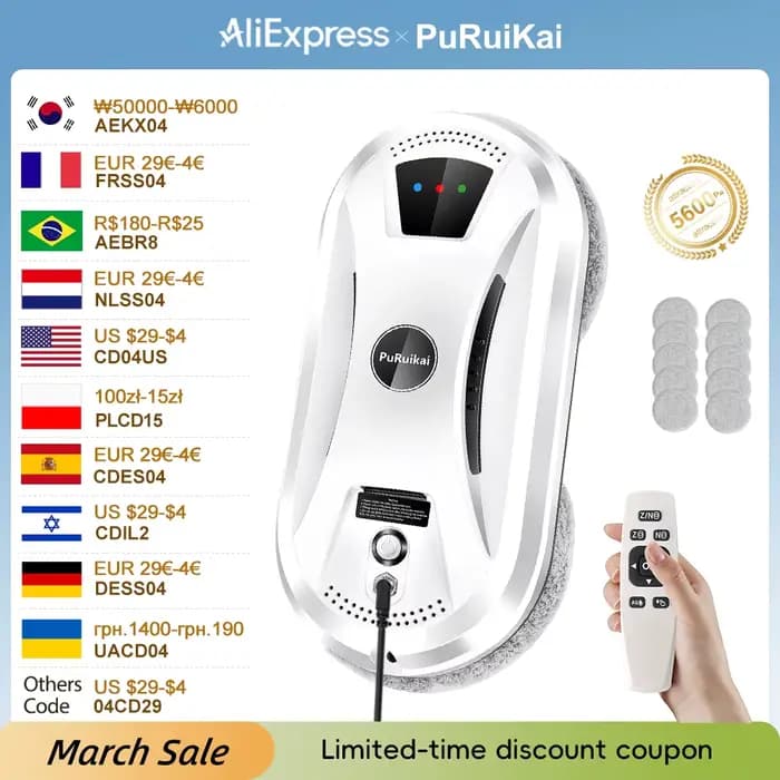 PuRuiKai Robot de nettoyage de vitres à domicile aspirateur de vitres intelligent Machine de nettoya