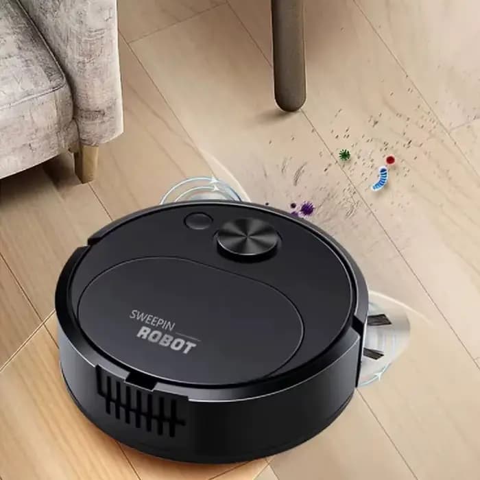 Aspirateur électrique automatique pour sols 3-en-1, 1500Pa, balai serpillière, rechargeable par USB,