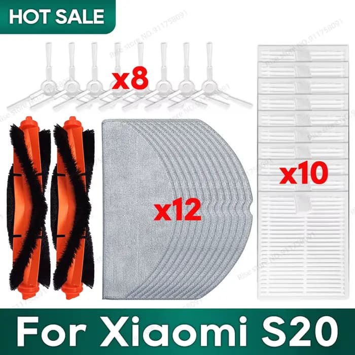 Compatible pour Xiaomi S20 (D106), accessoires, filtre Hepa, rouleau principal, brosse, tissu de vad