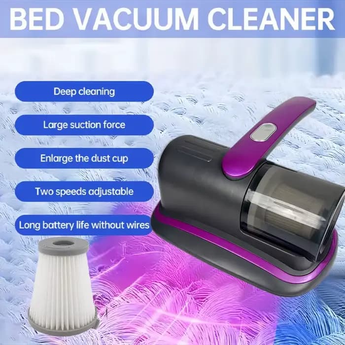 Aspirateur à matelas portatif sans fil avec filtre HEPA léger UV-C et vibrations ultrasoniques 12KPa