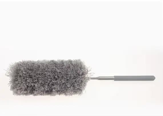 Brosse à poussière en microfibre avec manche extensible, outil de nettoyage doux pour meubles, volet