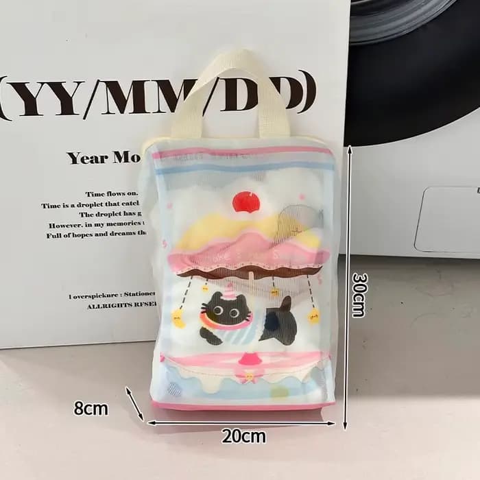 Sac à linge chat dessin animé sacs à linge avec fermeture éclair sous-vêtements vêtements sacs en ma