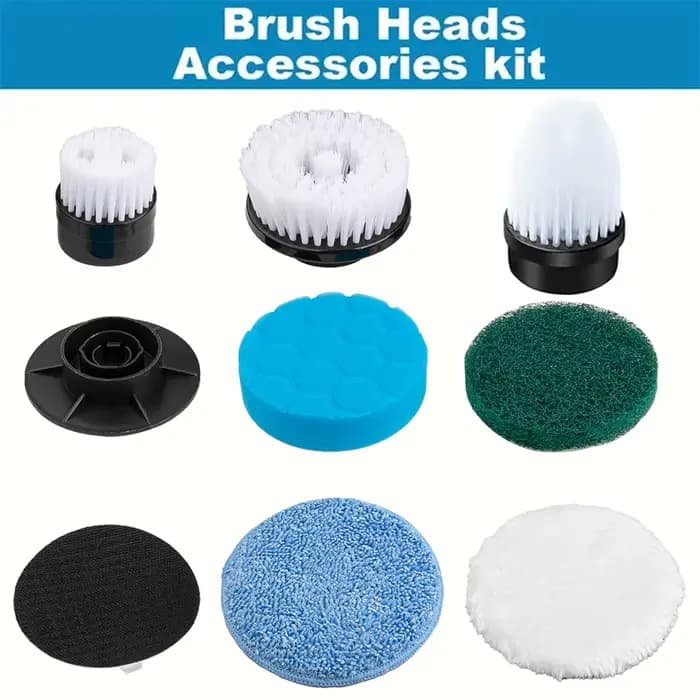 Kit d'accessoires avec 9 têtes de brosse remplaçables, adapté aux nettoyeurs rotatifs électriques, a