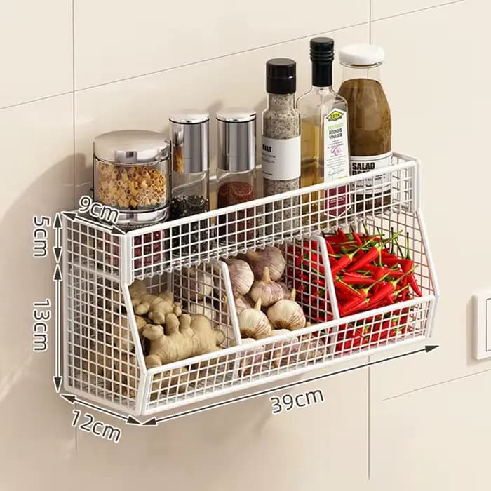 Étagère de rangement de cuisine à trois compartiments, fixation murale sans vis, article de rangemen