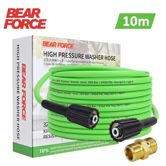 Tuyau d'arrosage souple haute pression avec raccord en laiton M22-14/15 mm, 1/4" x 10 m et 200 bars,