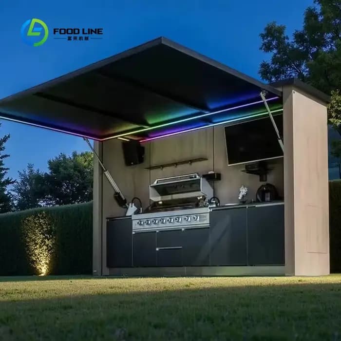 Meuble d'évier multifonctionnel personnalisé pour cuisine extérieure, avec cuisinière et grill extér