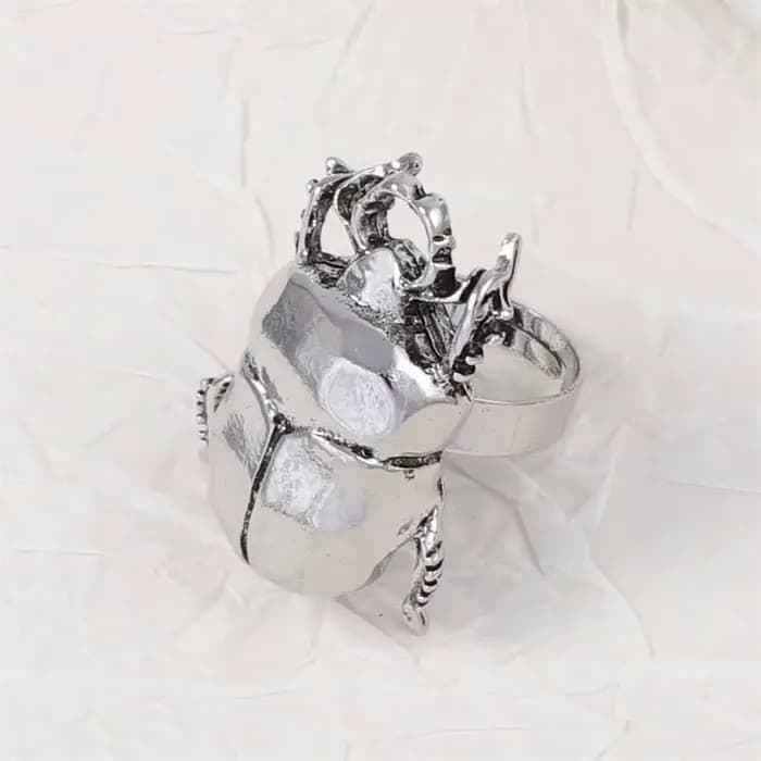 Vintage créatif cigale coccinelle ouverture anneaux pour hommes femmes Punk rétro couleur argent insecte bague bijoux accessoires cadeau