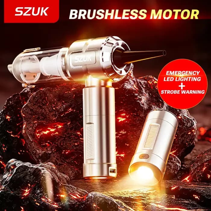 Nouvel aspirateur de voiture portable SZUK, mini souffleur, machine de nettoyage multi-usages avec lumière LED, aspirateur sans fil puissant