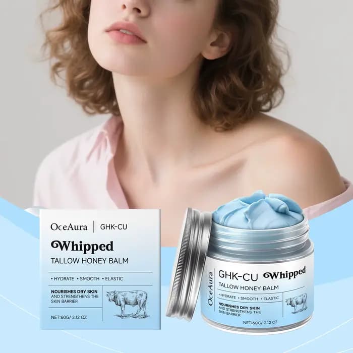 OceAura Baume corporel Tallow et miel pour une humidité profonde, nourrissant, non gras, adoucissant pour la peau, crème pour le visage, le cou et les mains, cadeau de vacances