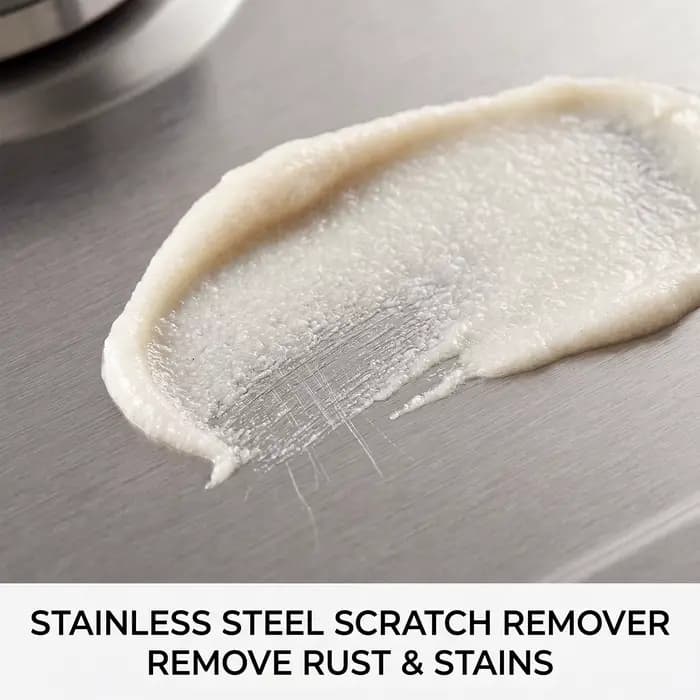Kit de nettoyage et de réparation pour acier inoxydable 100g avec serviette – Nettoyant et polisseur pour évier et cuisinière – Produit d'entretien et de restauration pour cuisine